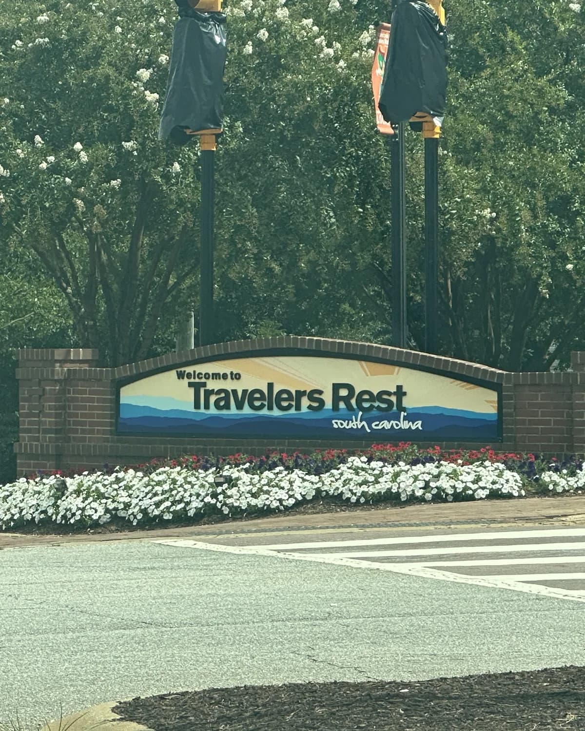 Welcome to Travelers Rest, South Carolina monument sign minutes from the Village West community